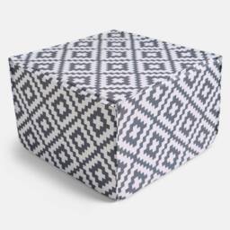 OHS Geometric Print Garden Pouffe Outdoor Stool Footrest Table Side Chair in Grey - thumbnail 3