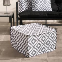 OHS Geometric Print Garden Pouffe Outdoor Stool Footrest Table Side Chair in Grey - thumbnail 1