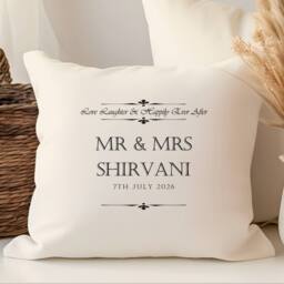 Aye Do Gifts Personalised Love Laughter Wedding Cushion in Cream - Size: 40 cm x 40 cm - thumbnail 1
