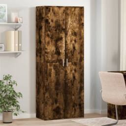 Berkfield Home Highboard Smoked Oak 70x35x180 cm Engineered Wood in Brown - Size: 70 x 35 x 180 cm - thumbnail 2