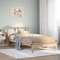 Berkfield Home Bookcase Bed without Mattress 90x190 cm Single Solid Wood Pine in Natural - thumbnail 2