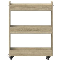Berkfield Home Cabinet with Wheels Sonoma Oak 60x22x79 cm Engineered Wood in Brown - Size: 60 x 22 x 79 cm - thumbnail 5