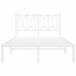 Berkfield Home Metal Bed Frame without Mattress with Headboard White 120x190cm - Size: 120x190 cm - thumbnail 4