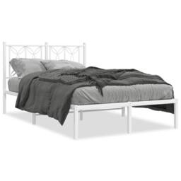 Berkfield Home Metal Bed Frame without Mattress with Headboard White 120x190cm - Size: 120x190 cm - thumbnail 1