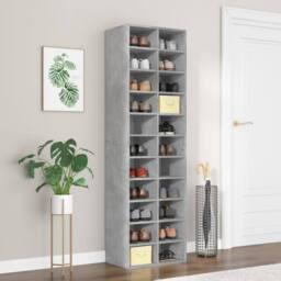 Berkfield Home Shoe Cabinet Concrete Grey 54x34x183 cm Engineered Wood - Size: 54 x 34 x 183 cm - thumbnail 2