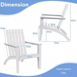 Costway Solid Acacia Wood Adirondack Chair Outdoor Patio Chair Lawn Chair in White - thumbnail 2
