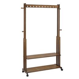 KORVIXA Bedroom Hallway Entryway Bamboo Hanging Rail in Brown - Size: 900mm - thumbnail 1