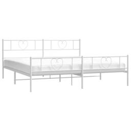 Berkfield Home Metal Bed Frame with Headboard & Footboard White 193x203 cm - thumbnail 3