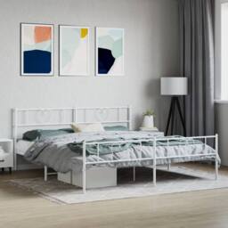 Berkfield Home Metal Bed Frame with Headboard & Footboard White 193x203 cm - thumbnail 1
