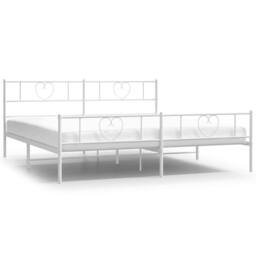 Berkfield Home Metal Bed Frame with Headboard & Footboard White 193x203 cm - thumbnail 2