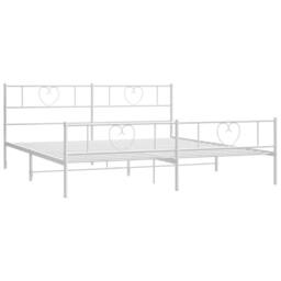 Berkfield Home Metal Bed Frame with Headboard & Footboard White 193x203 cm - thumbnail 5