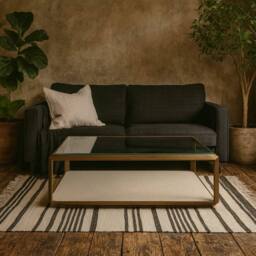 Wyld Haus Klain Brass & Ivory Shagreen Glass Top Coffee Table - thumbnail 2