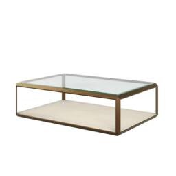 Wyld Haus Klain Brass & Ivory Shagreen Glass Top Coffee Table - thumbnail 4