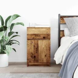 Berkfield Home Bedside Cabinet Old Wood 39x35x65 cm Engineered Wood - Size: 39 x 35 x 65 cm - thumbnail 3