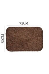 FWStyle 100% Cotton Dirt Stopper Anti Slip Door Mat 75x50cm - Jasper Brown - Size: 50 cm x 75 cm - thumbnail 3