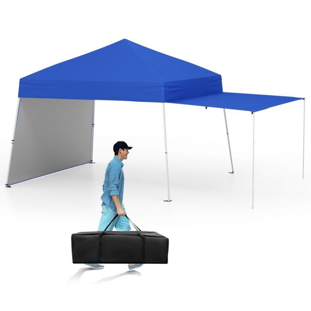 Costway 14 x 9.2 FT Outdoor Pop up Canopy Tent Easy Setup Sun Shelter in Blue - image 1