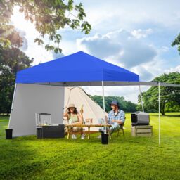 Costway 14 x 9.2 FT Outdoor Pop up Canopy Tent Easy Setup Sun Shelter in Blue - thumbnail 4