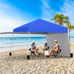 Costway 14 x 9.2 FT Outdoor Pop up Canopy Tent Easy Setup Sun Shelter in Blue - thumbnail 3