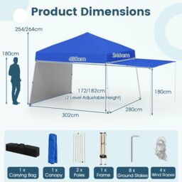 Costway 14 x 9.2 FT Outdoor Pop up Canopy Tent Easy Setup Sun Shelter in Blue - thumbnail 2