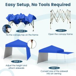 Costway 14 x 9.2 FT Outdoor Pop up Canopy Tent Easy Setup Sun Shelter in Blue - thumbnail 9
