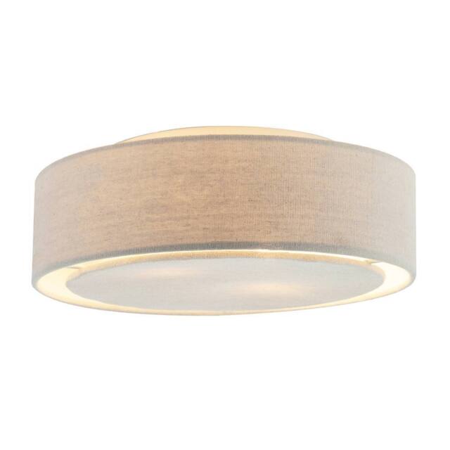 Happy Homewares Modern Flush Linen Fabric Ceiling Light Fitting with Diffuser Plate in Grey - image 1