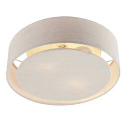 Happy Homewares Modern Flush Linen Fabric Ceiling Light Fitting with Diffuser Plate in Grey - thumbnail 4