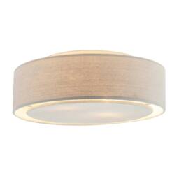 Happy Homewares Modern Flush Linen Fabric Ceiling Light Fitting with Diffuser Plate in Grey - thumbnail 1