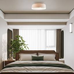 Happy Homewares Modern Flush Linen Fabric Ceiling Light Fitting with Diffuser Plate in Grey - thumbnail 7