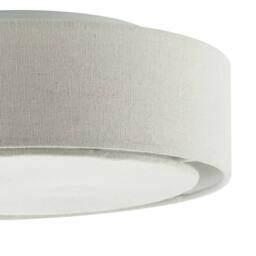 Happy Homewares Modern Flush Linen Fabric Ceiling Light Fitting with Diffuser Plate in Grey - thumbnail 3