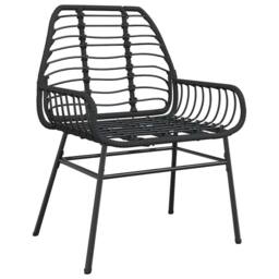 Berkfield Home Beautiful 5 Piece Garden Dining Set Black Poly Rattan Glass - thumbnail 4