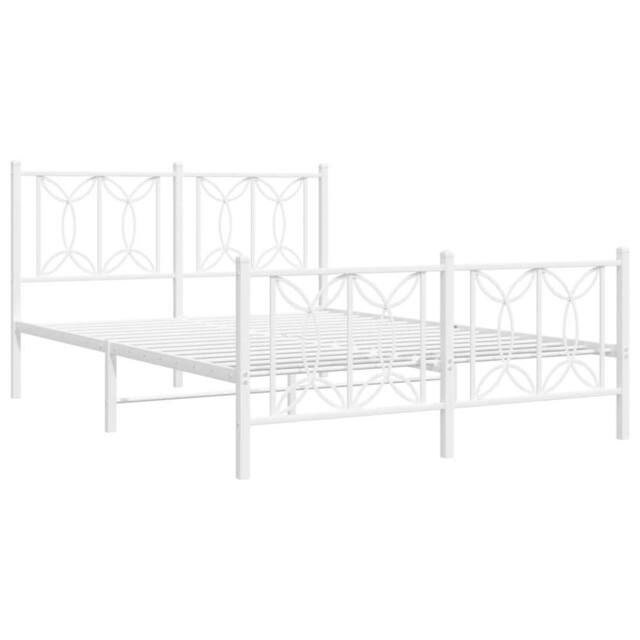 Berkfield Home Metal Bed Frame without Mattress with Footboard White 140x200cm - Size: 140x200 cm - image 1