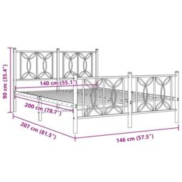 Berkfield Home Metal Bed Frame without Mattress with Footboard White 140x200cm - Size: 140x200 cm - thumbnail 8