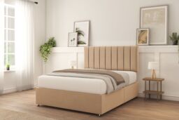 "Sloomy Kansas Divan Bed Base No Drawers & 26"" Struts Headboard in Stone - Size: Small Double" - thumbnail 4