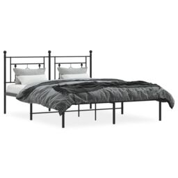Berkfield Home Metal Bed Frame with Headboard Black 160x200 cm - thumbnail 3