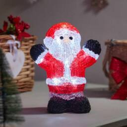 Samuel Alexander 16cm Light up Christmas Ice Santa with 12 Cool White LEDs in Red - thumbnail 2