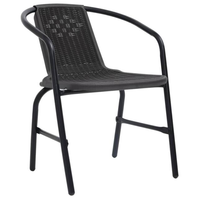 Berkfield Home Garden Chairs 8 pcs Plastic Rattan & Steel 110 kg in Black - image 1