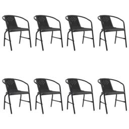 Berkfield Home Garden Chairs 8 pcs Plastic Rattan & Steel 110 kg in Black - thumbnail 2