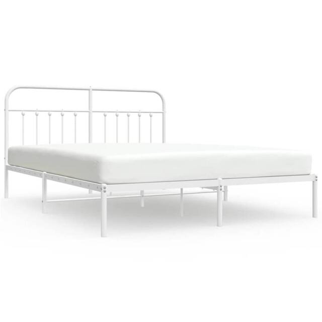 Berkfield Home Metal Bed Frame with Headboard White 180x200 cm Super King - image 1