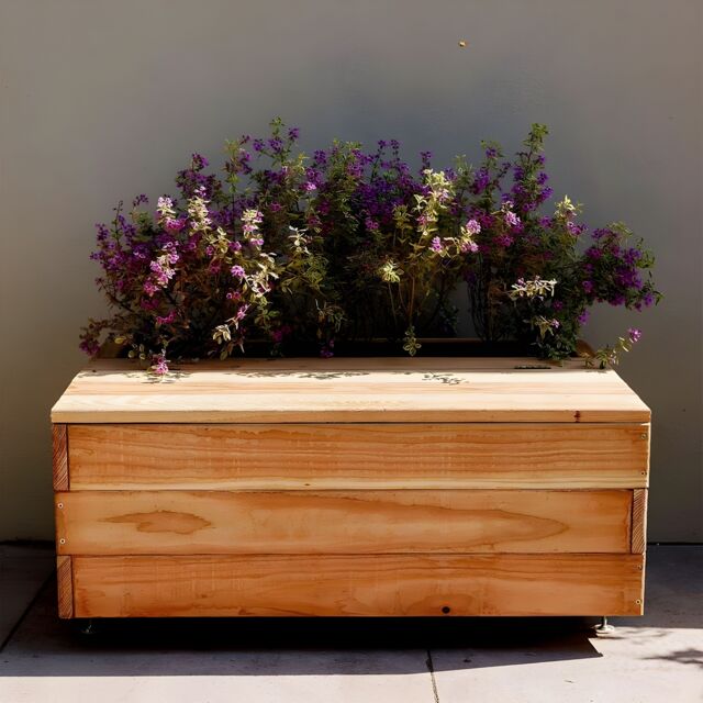 Primrose Smarter Storage Bench Outdoor Garden Furniture Seat with 38L Planter in Brown - image 1
