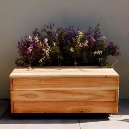 Primrose Smarter Storage Bench Outdoor Garden Furniture Seat with 38L Planter in Brown - thumbnail 1