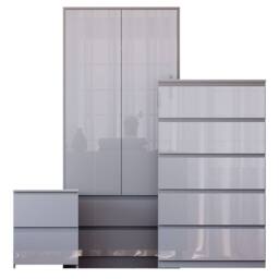 HD Designs Vida Designs Glinton 3 Piece Bedroom Set (2 Drawer Bedside Chest, 5 in Grey - thumbnail 2