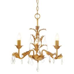 Happy Homewares French Inspired Satin Gold Chandelier Style Light with Crystal Drops - thumbnail 8
