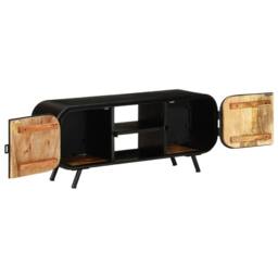 Berkfield Home TV Cabinet 110x30x45 cm Rough Mango Wood in Brown - Size: 110 x 30 x 45 cm - thumbnail 4