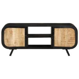 Berkfield Home TV Cabinet 110x30x45 cm Rough Mango Wood in Brown - Size: 110 x 30 x 45 cm - thumbnail 3
