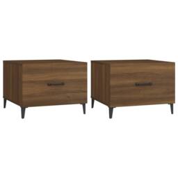 Berkfield Home Decorative Coffee Tables with Metal Legs 2 pcs Brown Oak 50x50x40 cm - Size: 50 x 50 x 40 cm - thumbnail 3