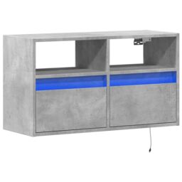 Berkfield Home TV Wall Cabinet with LED Lights Concrete Grey 80x31x45 cm - Size: 80 x 31 x 45 cm - thumbnail 3