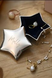Personalised Memento Company Personalised Engraved Name Star Trinket Box in Metallic Silver - thumbnail 3