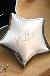 Personalised Memento Company Personalised Engraved Name Star Trinket Box in Metallic Silver - thumbnail 4