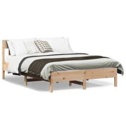 Berkfield Home Beautiful Bed Frame without Mattress 160x200 cm Solid Wood Pine in Natural - thumbnail 3