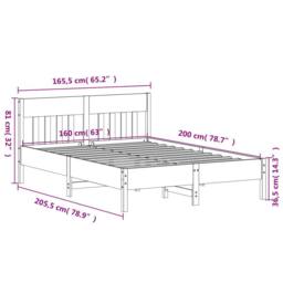 Berkfield Home Beautiful Bed Frame without Mattress 160x200 cm Solid Wood Pine in Natural - thumbnail 9